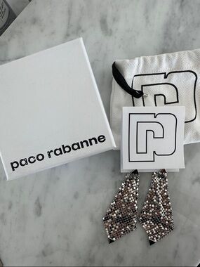 Paco Rabanne Silver-Tone Sequin Geometric Drop Earrings